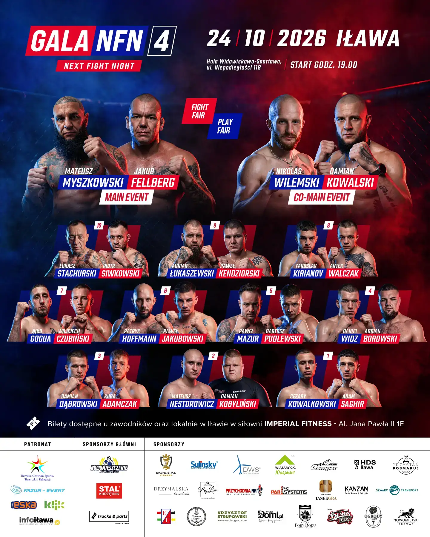 Plakat organizatora — NFN / Next Fight Night 4 w Iławie, 24 października 2026 r.