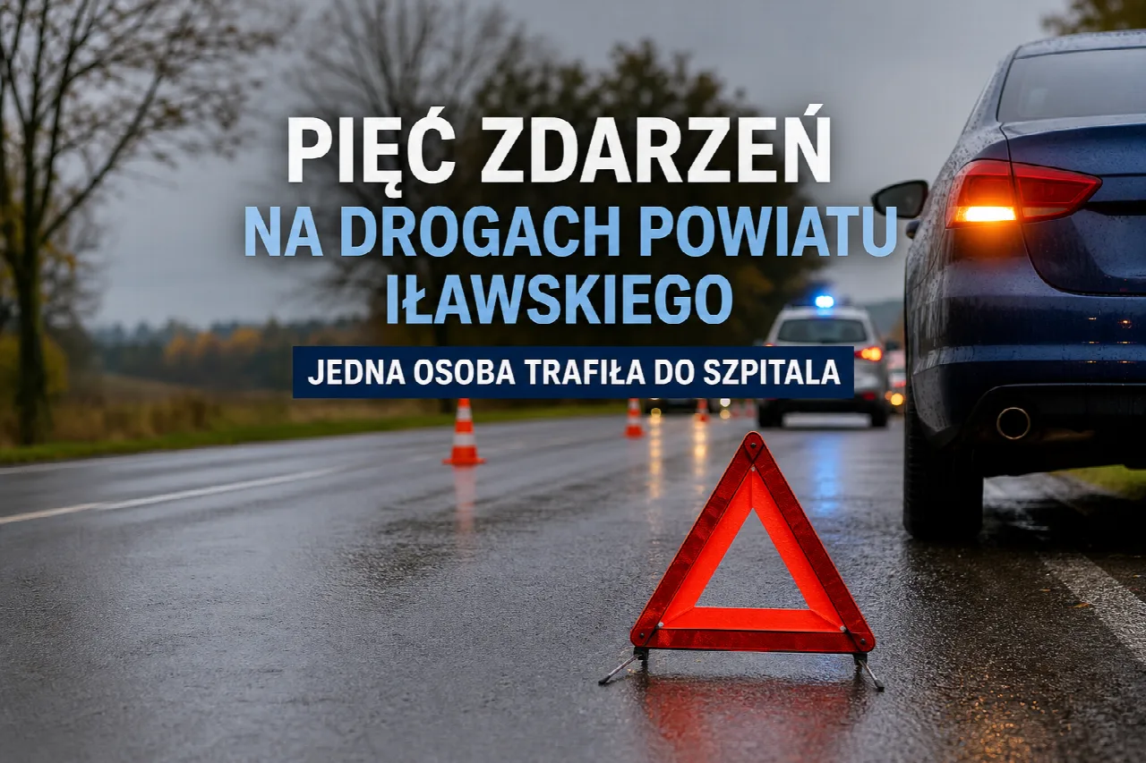 Ilustracja symboliczna: Pięć zdarzeń na drogach powiatu iławskiego. Jedna osoba trafiła do szpitala