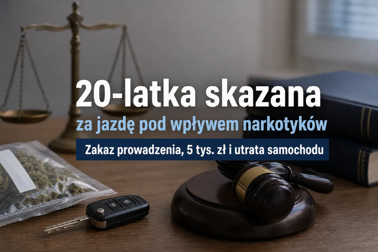 Ilustracja symboliczna: 20-latka skazana za jazdę pod wpływem narkotyków. Ma zakaz prowadzenia i straciła samochód